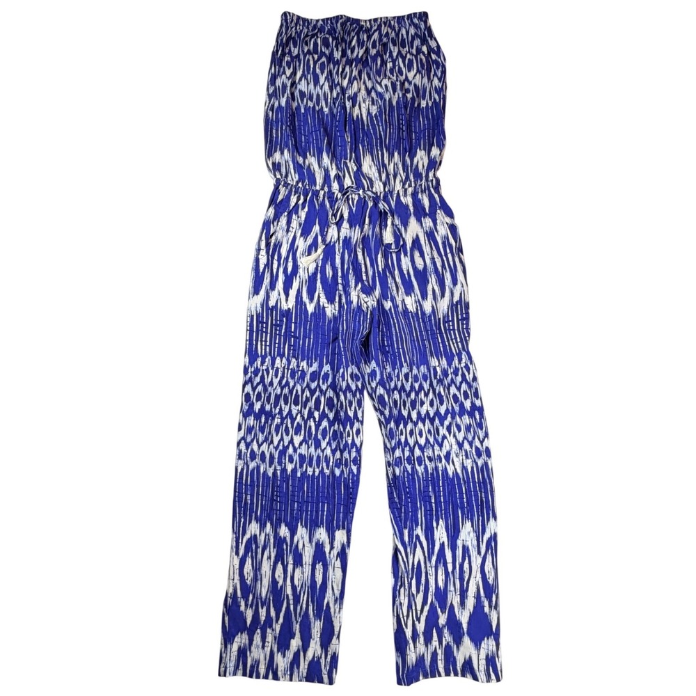 Tommy Bahama Blue White Ikat Strapless Rayon Romper Jumpsuit TSW81724C XS